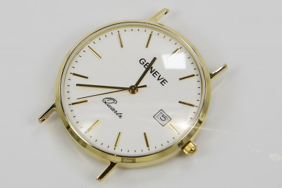 Gold men's watch Geneve ★ zlotychlopak.pl ★ Gold purity 585 333 Low Price!