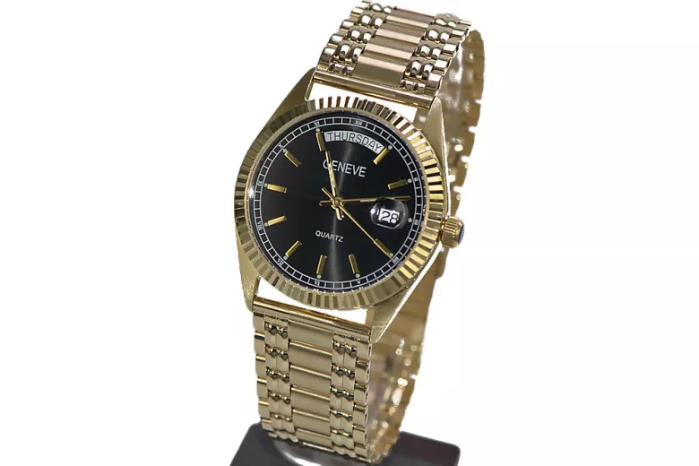 Reloj de oro para hombre Geneve ★ zlotychlopak.pl ★ Pureza de oro 585 333 Precio bajo!