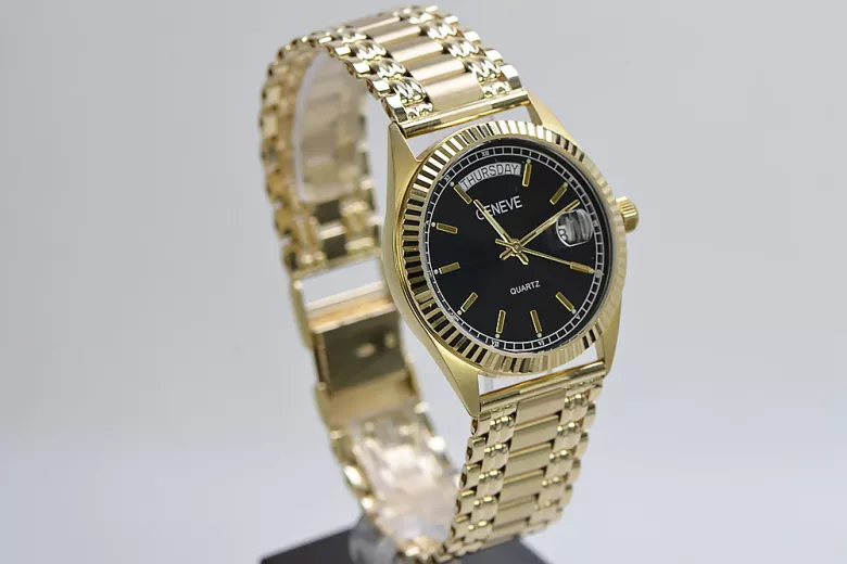 Gold men's watch Geneve ★ zlotychlopak.pl ★ Gold purity 585 333 Low Price!