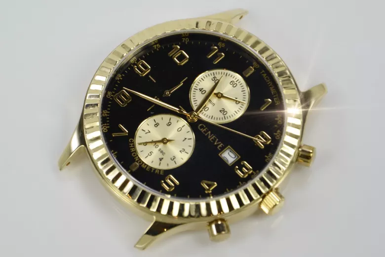 Gold men's watch Geneve ★ zlotychlopak.pl ★ Gold purity 585 333 Low Price!