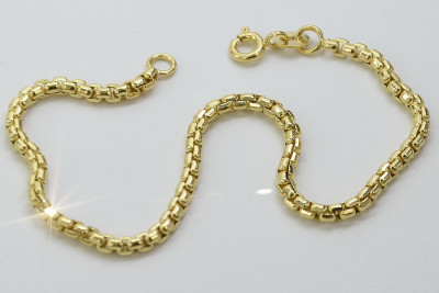 Італійський жовтий 14k 585 золотий Новий браслет з мотузкового шнура cb078y