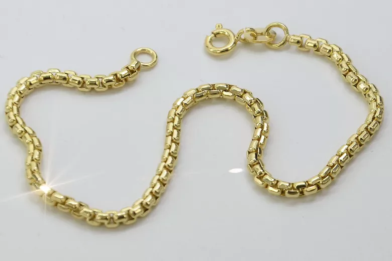 Amarillo italiano 14k 585 oro Nueva pulsera de cuerda cordón cb078y