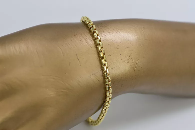 Amarillo italiano 14k 585 oro Nueva pulsera de cuerda cordón cb078y