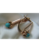 "Bijoux vintage : Boucles d'oreilles en or rose 14k 585 et turquoise" vetq200