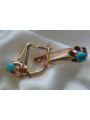 "Bijoux vintage : Boucles d'oreilles en or rose 14k 585 et turquoise" vetq200