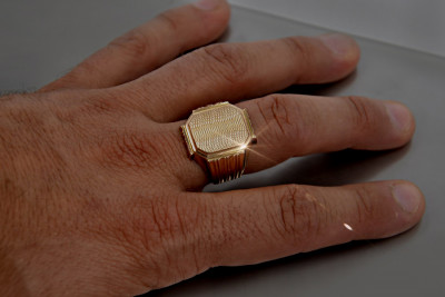 Rosa rusa Joyería de oro soviética anillo de hombre