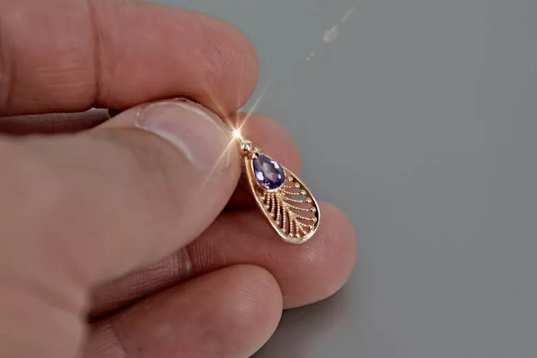 Vintage rose gold plated silver 925 alexandrite ruby emerald sapphire zircon ... pendant vpc010sgp