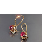 Boucles d’oreilles en or rose soviétique russe 14k 585 vec059 alexandrite rubis émeraude saphir ...