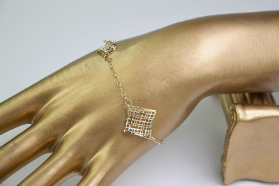 Galben și alb brățară italiană de aur inima cb070