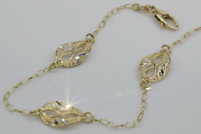 Italienisches Fantazy-Armband aus 14 Karat 585er Gelb-Weiß-Gold cb072yw