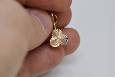 Cercei cu frunze vintage în stil vechi din aur roz de 14k fără pietre ven108