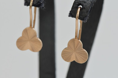 Cercei cu frunze vintage în stil vechi din aur roz de 14k fără pietre ven108