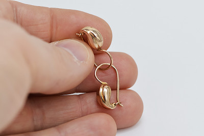 "No Stones, Pure Vintage 14K Rose Gold 585 Pear Earrings in Romantic Rose Pink" ven115