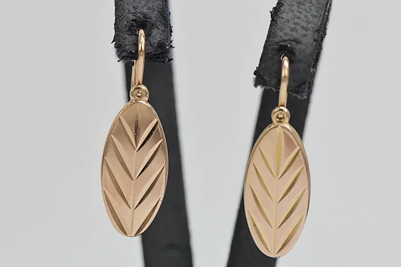 "Authentic Vintage 14K 585 Rose Gold Leaf Earrings, No Stones" ven116