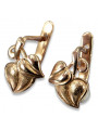 "14K Rose Gold Vintage Leaf Earrings in Original No Stones Style" ven142