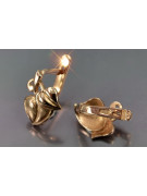 "14K Rose Gold Vintage Leaf Earrings in Original No Stones Style" ven142