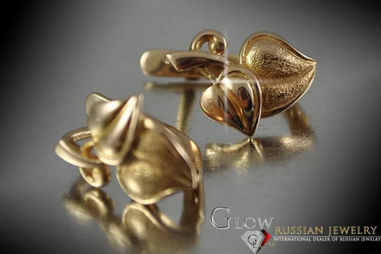 "Joyas Vintage: Pendientes de Hoja en Oro Rosa Antiguo Original de 14k Sin Piedras" ven142