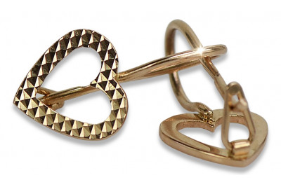 "Aretes de Corazón Vintage en Oro Rosa Antiguo Original de 14k Sin Adornos" ven169