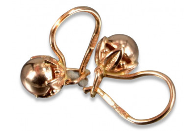 "Oro Rosa Antiguo Original de 14k - Aretes de Bola Vintage Sin Piedras" ven180