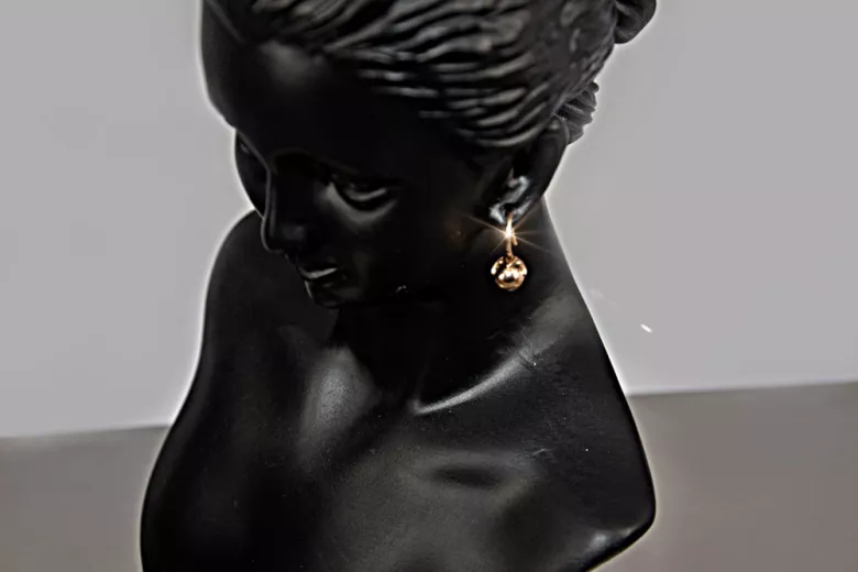 "Oro Rosa Antiguo Original de 14k - Aretes de Bola Vintage Sin Piedras" ven180