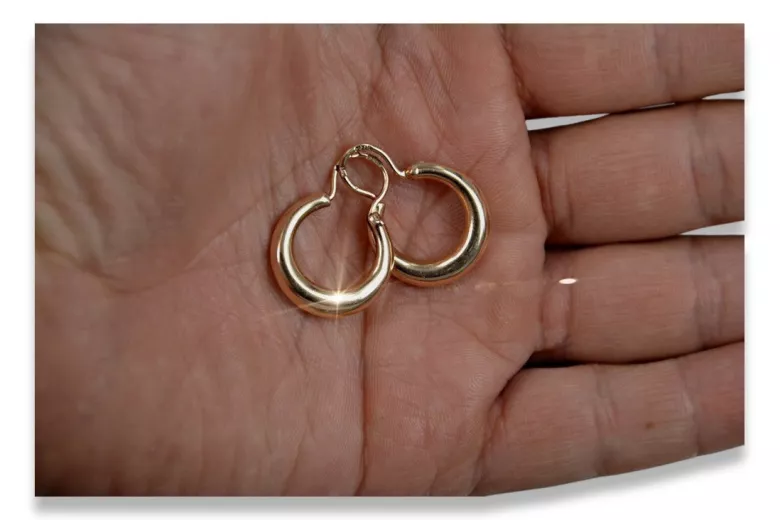 "Classic Vintage Hoops Earrings in 14K Rose Pink Gold - No Stones" ven183