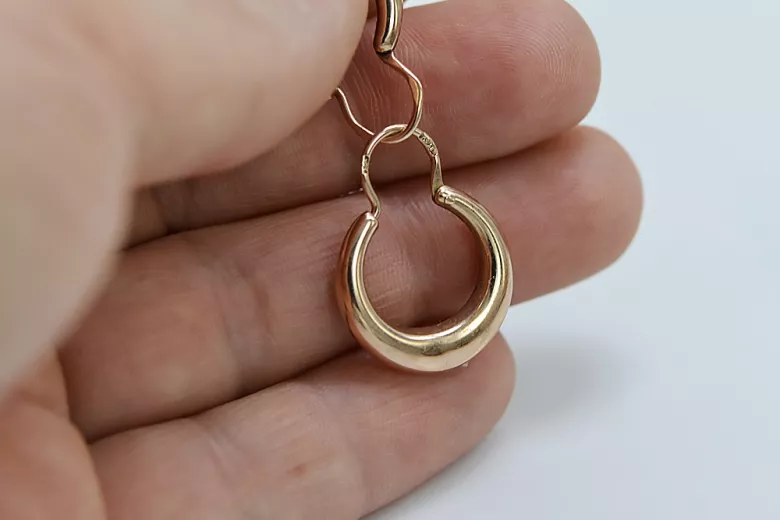 "Classic Vintage Hoops Earrings in 14K Rose Pink Gold - No Stones" ven183