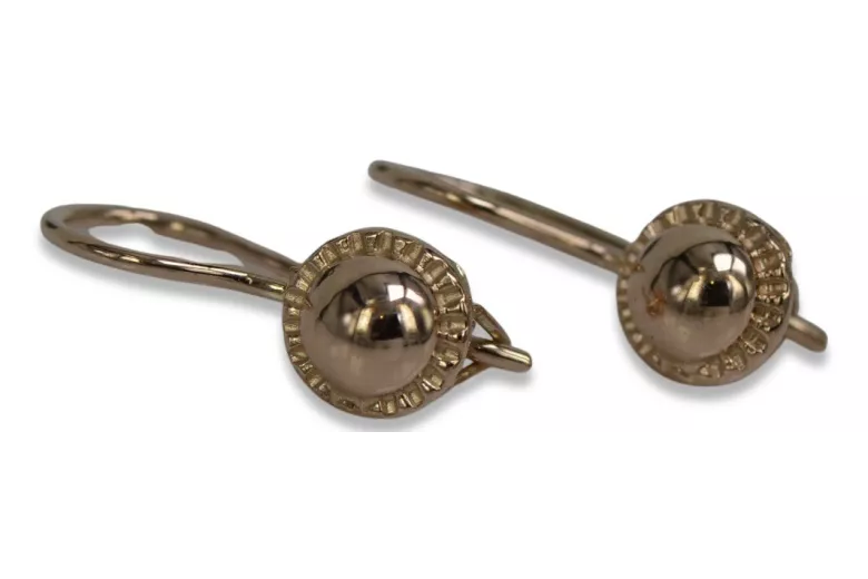 "Boucles d'oreilles Boule Vintage en Or Rose 14 Carats 585 - Pas de Pierres" ven191