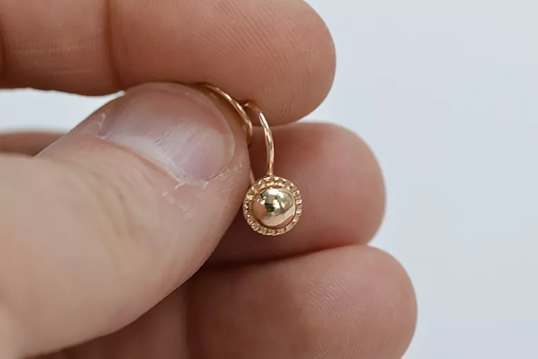 "Aretes de Bola Estilo Vintage en Oro Rosa Original de 14k sin Piedras" ven191