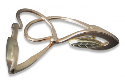 Eleganckie Vintage Kolczyki z Różowego Złota 14k w Kształcie Liścia, Bez ven193