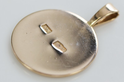 "Original Vintage No Stones 14K Rose Gold Circle Pendant" vpn004