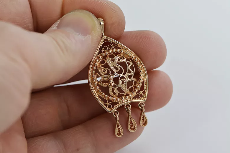 "Joyero Vintage Elegante de Oro Rosa 14k Sin Piedras" vpn020