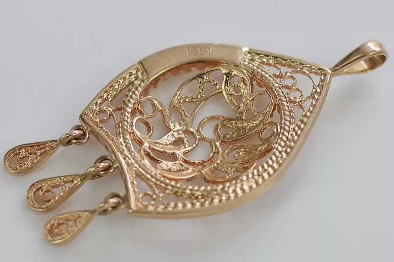 Autentyczny Vintage Pendant z 14k Różowego Złota Bez Kamieni vpn020