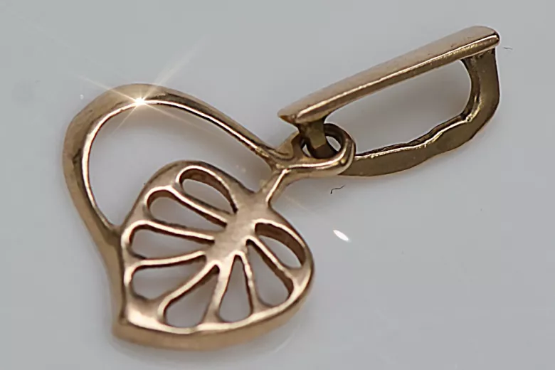 "Vintage 14K Rose Gold Leaf Pendant - No Stones, Pure Elegance" vpn026