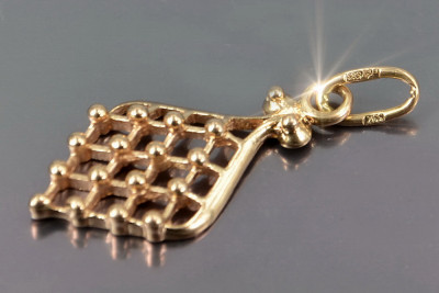 "Classic 14K 585 Rose Gold Square Pendant - Vintage, No Stones" vpn029