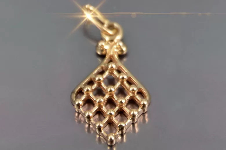 "Pendentif Carré Vintage, Or Rose 14 Carats 585 d'Origine, Sans Pierres" vpn029