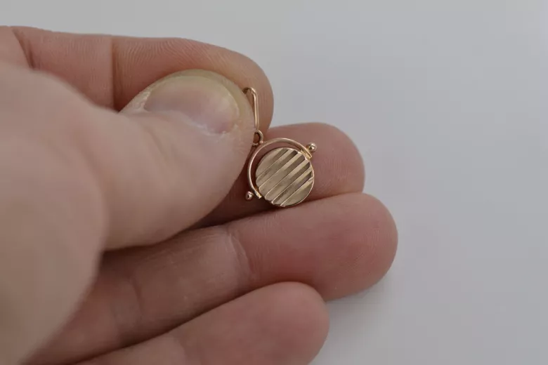 "Pendiente Circular Vintage en Oro Rosa Antiguo Original de 14k Sin Piedras" vpn032