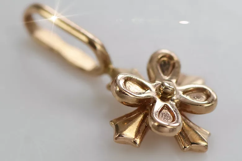 "Authentic Vintage 14K Rose Gold Flower Pendant without Stones" vpn043