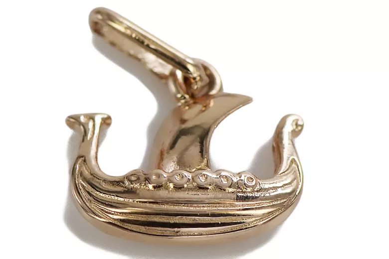 "Bijou unique : Pendentif de bateau vintage en or rose 14 carats, Pas de pierres" vpn044