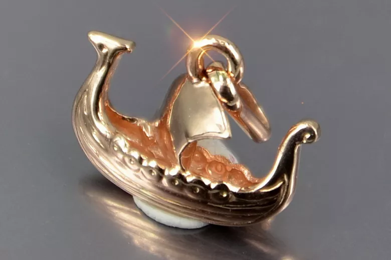 "Bijou unique : Pendentif de bateau vintage en or rose 14 carats, Pas de pierres" vpn044