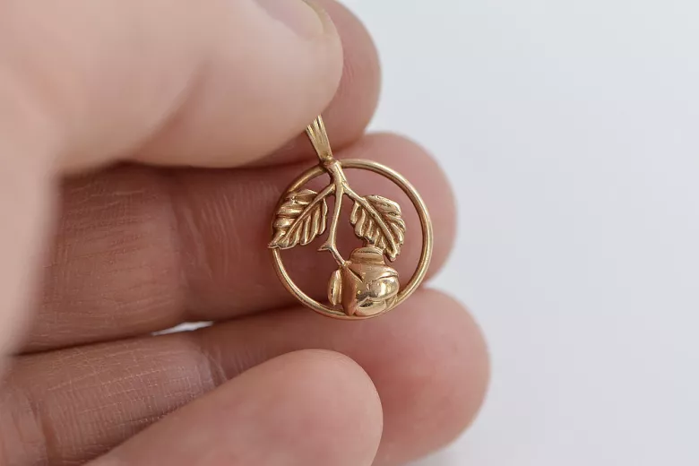 "Keine Steine, 14k 585 Gold Anhänger in Originales Vintage-Roségold" vpn050