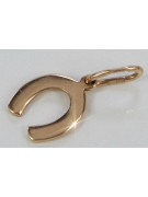 "Vintage Rose Pink 14K 585 Gold Horseshoe Pendant - No Stones" vpn052