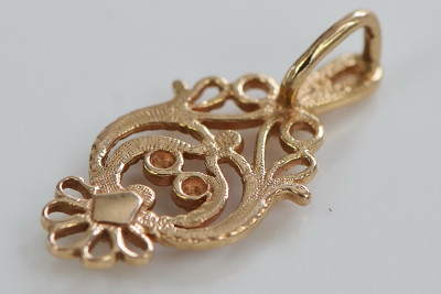 "No Stones Original Vintage Leaf Pendant in 14K 585 Rose Gold" vpn056