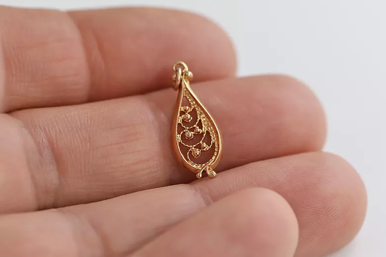 "No Stones, Pure Vintage 14K Rose Gold Fish Pendant" vpn063