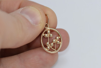 Autentyczny Vintage Wisiorek z Różowego Złota 14k w Kształcie Liścia Bez Kam vpn064