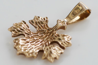 Oryginalny Wisiorek Vintage z Liściem w Różowym Złocie 14k Bez Kamieni vpn077