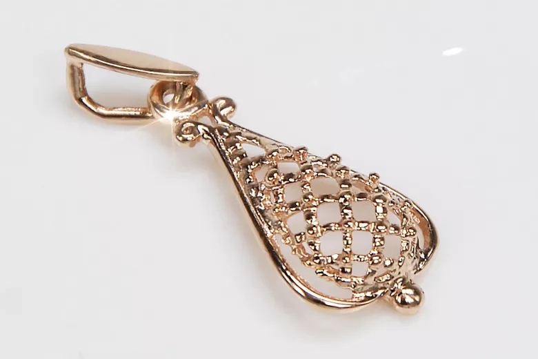 Authentic Vintage 14K Rose Gold Leaf Pendant in Pink, No Stones vpn082