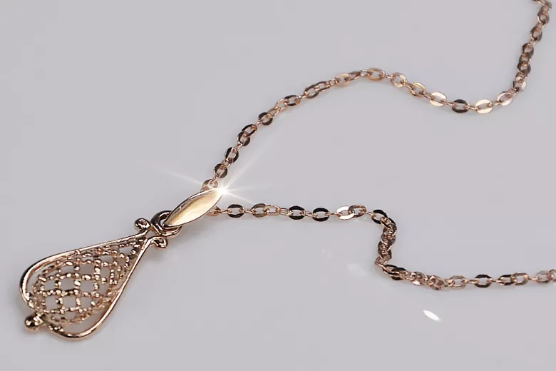 Authentic Vintage 14K Rose Gold Leaf Pendant in Pink, No Stones vpn082