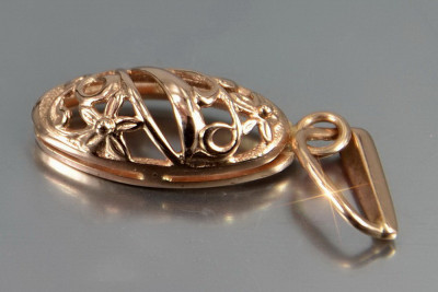 Wisiorek Vintage z Liściem wykonany z 14k Różowego Złota Bez Kamieni, Oryginalny Wyr vpn083