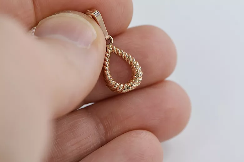 "Colgante Ovalado de Oro Rosa Antiguo Original de 14k - Joyería Vintage Sin Piedras" vpn089