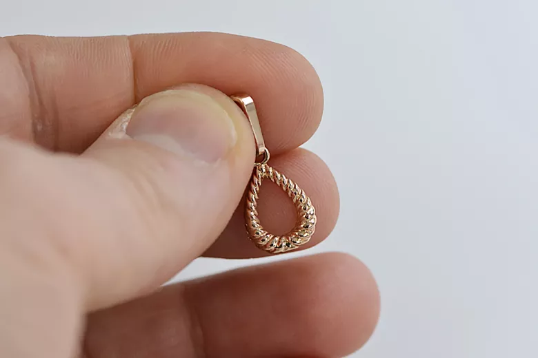 "Colgante Ovalado de Oro Rosa Antiguo Original de 14k - Joyería Vintage Sin Piedras" vpn089